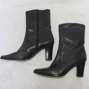 Style & Co. | black leather square toe heels